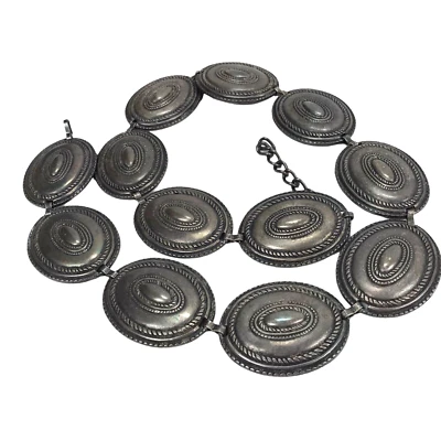 Cinturón de Cadera Vintage ESCADA Firmado Caracola Metal Medallón Eslabón Plateado España Foto 1 de 4