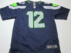 NFL Youth Boys Size L V-Neck Shirt Navy Seahawks 12 Logo Short Sleeve Activewear - Picture 1 of 7
