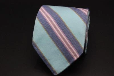 Corbata de seda IKE BEHAR. Azul con rayas blancas moradas. Foto 1 de 4