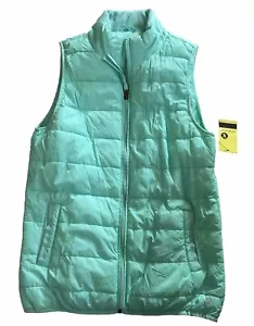 Womens Xersion Packable Mint Aqua puffer Vest Full Zip S NEW Lightweight Spring - Picture 1 of 8