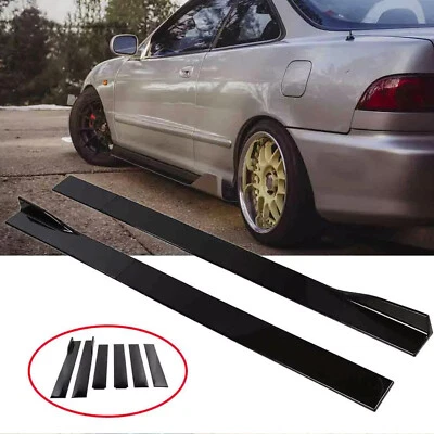 For Acura Integra Hatchback Gloss 78.7'' Side Skirts Extension Rocker Panel Lips - Image 1 of 4