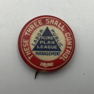 Plumb Plan League Pinback Ferrocarril Cooperativo Trabajo Suerte Insignia Botón De Colección Antiguo - Imagen 1 de 16