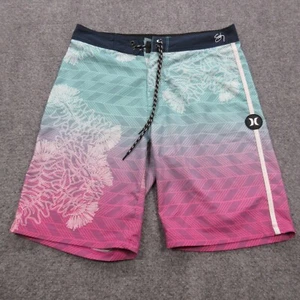 Hurley Shorts Mens 28 Blue Pink Walking Board Casual Phantom Pocket Comfort - Picture 1 of 14