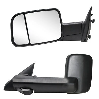 Pair Towing Mirrors Manual Fits 2012-2016 Dodge Ram 1500 2500 4500 5500 Pickup - Image 1 of 4