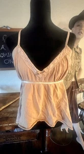 Hot Tempered Y2K Babydoll Blouse Tan Vintage large - Picture 1 of 6