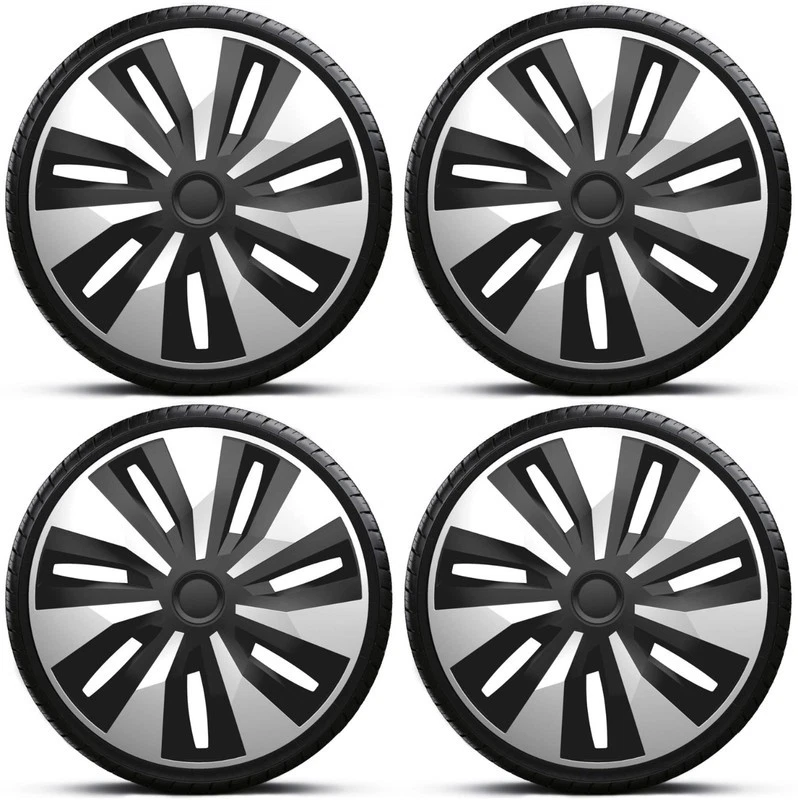 Wheel Trims 15" Black & Silver Hub Caps Covers Orion Fits Skoda Citigo - Image 1 of 4