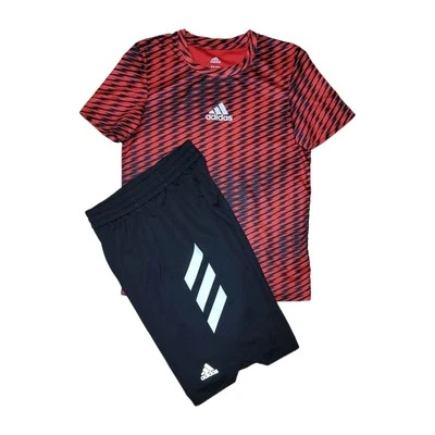 Adidas Juvenil Mediano (10-12) Rojo Gráfico Camiseta y Pantalones Cortos Atléticos Conjunto Atlético Foto 1 de 4