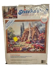 1993 Dimensions Stitchables Country Cottage Crewel Embroidery Kit Frame 10" x 8"