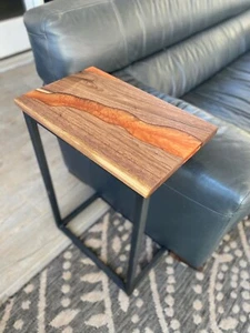 12"x24" Orange Epoxy Side C table Top Natural Resin River Art Living Room Decor - Picture 1 of 5