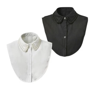 Mujeres Cuentas Lisas Desmontables Cuello Falso Solapa Falso Prendas para el torso Media Camisa Gargantilla - Imagen 1 de 4