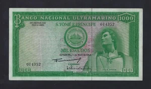PORTUGAL Saint Thomas And Prince 1000 Escudos 1964 P-40 VF++ RARE - Picture 1 of 2