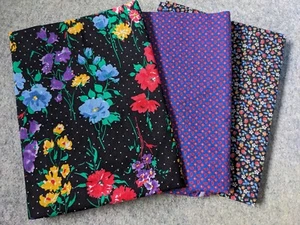 three yard quilters cotton fabric bundle, vintage dark floral - Picture 1 of 4