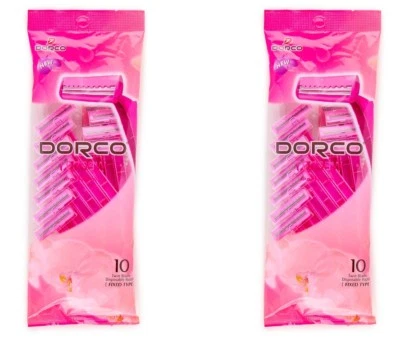 20 maquinillas de afeitar desechables Dorco para mujer doble hoja rosa tira lubricante 2 paquetes de 10 Foto 1 de 4