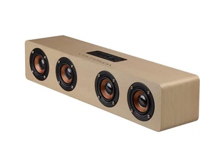 Bluetooth Retro Lautsprecher, 17h Spielzeit 20W Kabellos Holz Soundbar Heimkino - Bild 1 von 12