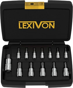 Torx Bit Socket Set, Premium S2 Alloy Steel | 13-Piece Star T8 - T60 Set | Enhan - Picture 1 of 12