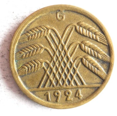 1924 G WEIMAR ALEMANIA 5 RENTENPFENNIG - ENVÍO GRATUITO - Contenedor alemán #21 Foto 1 de 2