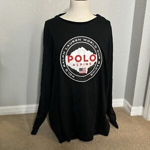 Polo Ralph Lauren World Cup Racing Alpine Ski Mens Black Long Sleeve Shirt XXL