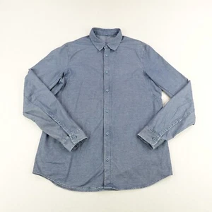 Lululemon Shirt Mens Large Blue Chambray Commission Button Up Performance Oxford - Picture 1 of 10