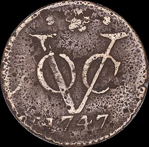 1747 Colonial Netherlands Dutch East Indies (VOC) Duit Zeeland "New York Penny" - Picture 1 of 2
