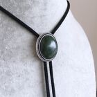 Cravate ovale de mariage vintage plaquée argent artisanat nature ZA pierre verte