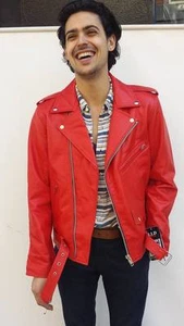 Men Genuine Lambskin Leather Motorcycle Jacket Slim fit Biker Jacket - FW - Picture 1 of 4