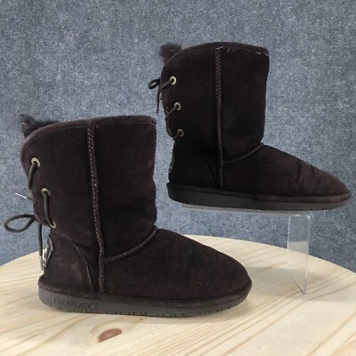 Bearpaw Boots Womens 8 Elizabeth Shearling Brown Suede Lace Up Comfort Ankle Top - Image 1 of 4