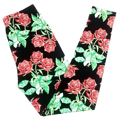 Leggings Rosa Floral Navidad Suave Manteroso Alto y Curvilíneo XL Plus Flores Rosas TC Foto 1 de 4