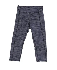 Tek Gear Dry Tek Black Striped Cropped Leggings Girls Size L Large - Picture 1 of 3