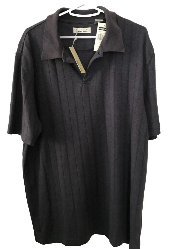 Ron Chereskin Mens Button T-Shirt  Blend Short Sleeve Navy Marl  Size M NWT - Image 1 of 4