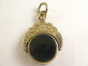 Victorian Silver Gilt & Agate SPINNING WATCH FOB Hallmarked Birmingham 1897 - Picture 1 of 5