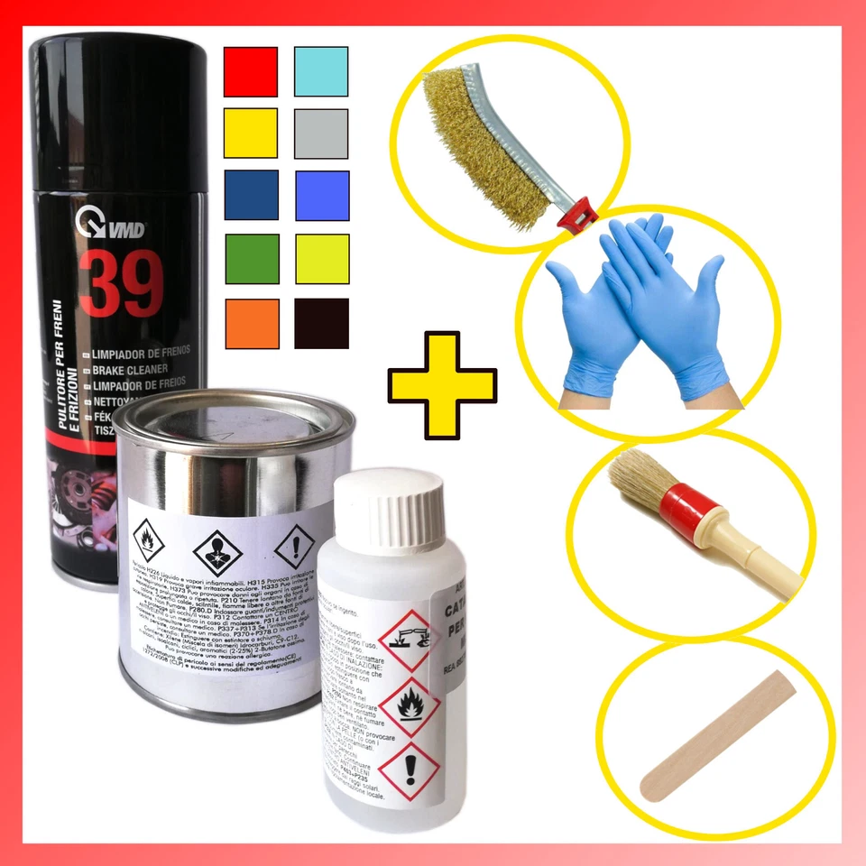 Kit Vernice per Pinze Freni Colore ad Alta Temperatura Nero Rosso Lucido Tuning  - Immagine 1 di 1
