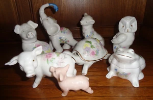 AYNSLEY COLLECTION OF ANIMAL ORNAMENTS X 7 WILD TUDOR PIGS, BEAR, OWL + MORE - Picture 1 of 8