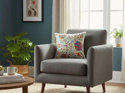 Uzbek Suzani Floral Pillow Cover 20x20 in – Multicolor Red Blue Yellow Green - Image 1 of 4