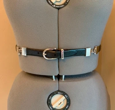 Talbots Leather Belt Italy MEDIUM 31" Snake Snakeskin Print Skinny Black Chain - Image 1 of 4