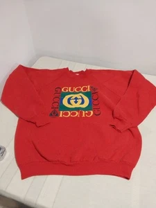 Sudadera De Colección Gucci Bootleg Años 80 Fruit Of The Loom Gráfica Roja Cuello Redondo - XL - Imagen 1 de 10