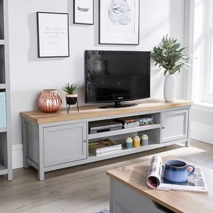 Living Room Grey 36mm Oak Top Coffee Console TV Stand Solid Bookcase Unit - Picture 1 of 111