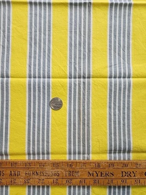 1.2yds X 35"w 30s 40s Ticking Stripe Gray Yellow White Cotton Sewing Fabric Read - Image 1 of 4