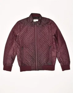 GUESS Mens Los Angeles Bomber Jacket UK 38 Medium Burgundy Polyester YM07 - Picture 1 of 3