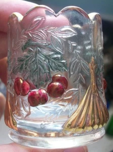 WESTMORELAND BEAUTIFUL TOOTHPICK HOLDER CHRISTMAS GOLD LEAF LEAVES BERRIES ETC - Picture 1 of 6