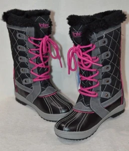 totes kids Girl's Sabrina Black/Grey Winter Boots - Size 13 NWD - Picture 1 of 10