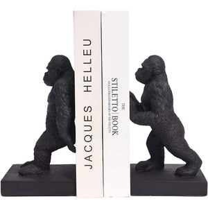 Decorative Gorilla Bookends Shelf Decor Bookshelf Book Holder - Picture 1 of 9