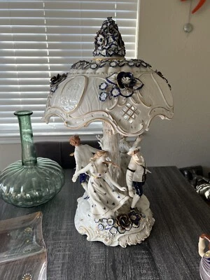 German Von Schierholz Porcelain Lamp Dresden Lithophane Figural LOCAL PICKUP - Image 1 of 4