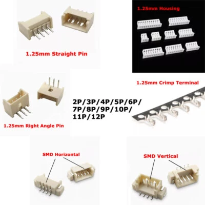 1.25mm SMD/Straight/Right Angle Pin Plug Housing Crimp Terminal Connector 2P-12P - Image 1 of 4