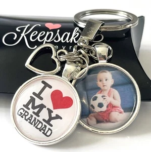 Personalised Photo Keyring I Love Grandad Birthday Present Fathers Day Gift Box - Picture 1 of 3