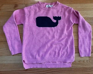 Vineyard Vines Crewneck Girls Sweater Size M Pink With Navy Whale EUC - Picture 1 of 3