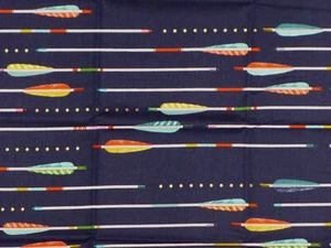 Melody Miller Spring 2014 Mustang Cotton + Steel fabric 43"x17" arrows navy blue - Picture 1 of 3