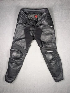 Dainese Leather Racing Pants EU 50 Black Leather Padded Protected Motorcycle - Picture 1 of 11