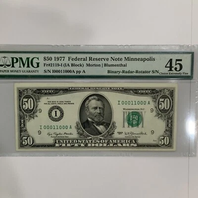 FR#2119-I $50.00.Series 1977,Zero’s &One’S.I00011000APMG45,Computer Geeks U - Image 1 of 4