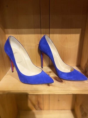 Auténtico Christian Louboutin Tacón Gamuza Marina Azul EUR 40 *SIN CAJA Foto 1 de 3