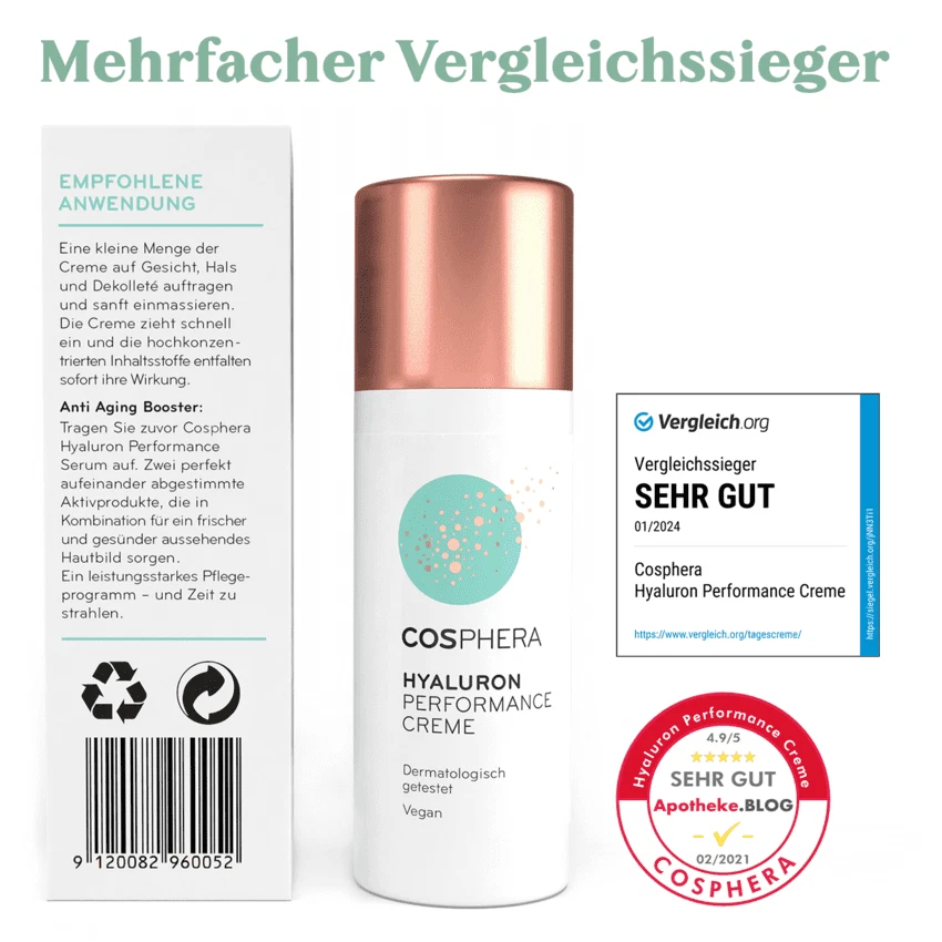Cosphera Hyaluron Performance Creme 50ml - vegane Tages Nachtcreme 50ml - Bild 1 von 4